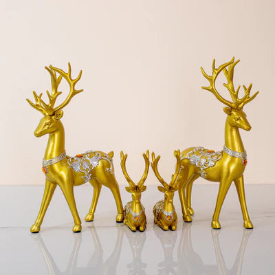 Golden Reindeer Family Table Decor Set