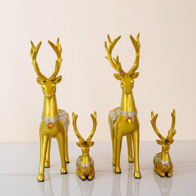 Golden Reindeer Family Table Decor Set