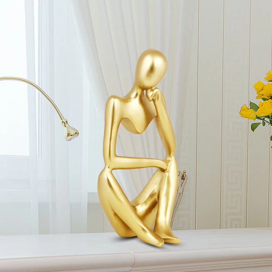 Golden Thinking Man Resin Figurine