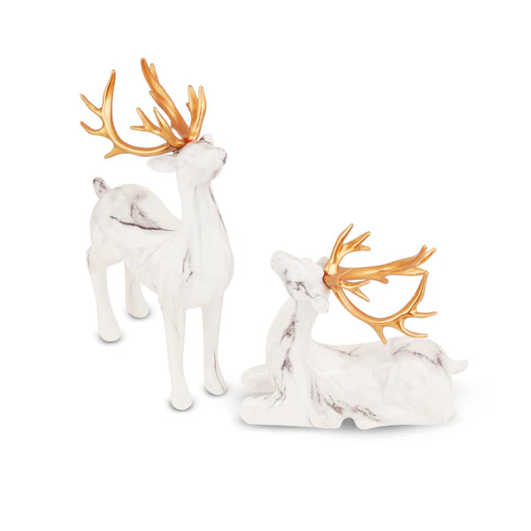 Snowy White Reindeer Couple Table Decor Set