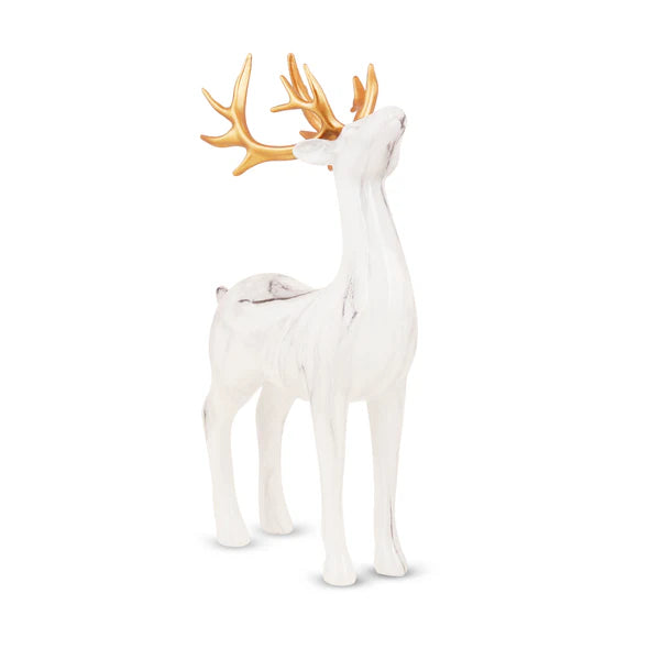 Snowy White Reindeer Couple Table Decor Set