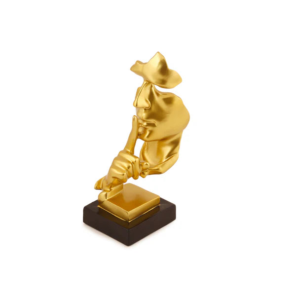 Metallic Gold Shushing Man Sculpture